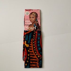 RED satin wrap  multicolored scarf